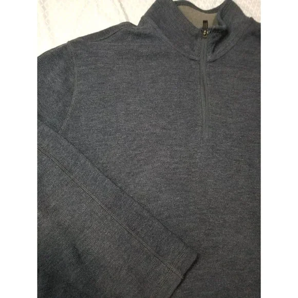 Eddie Bauer Shirt Mens XL Long Sleeve Quarter Zip Pullover Sweater Blue - Picture 4 of 8